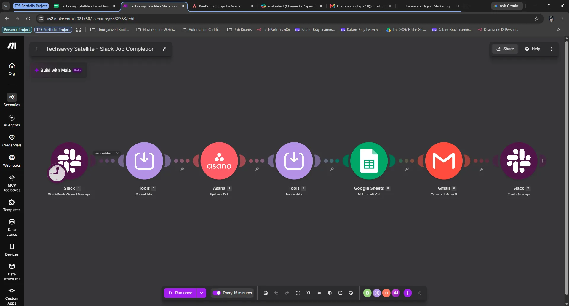 Make.com Scenario - Slack Job Completion